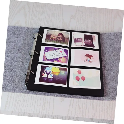 Miniatura 3 de Álbum de fotos de fieltro único, 30 hojas negras, autoadhesivas, para bodas, aniversarios, viajes, recuerdos, color gris