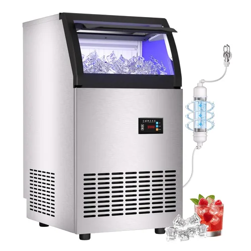 Máquina comercial para hacer hielo con pulverización, máquina de hielo gourmet comercial, 60 libras/24 horas, contenedor de almacenamiento de 25