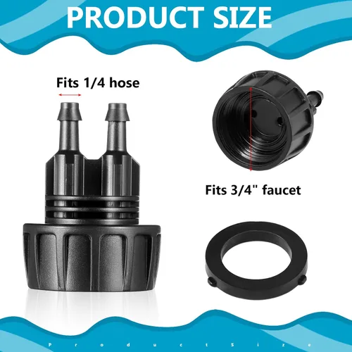 Miniatura 3 de Paquete de 5 adaptadores de manguera de riego por goteo, adaptador de manguera de riego por goteo, conector de grifo con arandelas para sistema