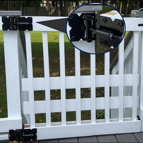 Miniatura 6 de Bisagras de puerta de cierre automático, accesorios ajustables y resistentes, kit de bisagras de puerta de 90 grados para madera/vinilo/metal/valla