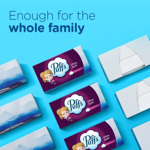 Miniatura 7 de Puffs Pañuelos faciales ultra suaves, 24 cajas familiares, 124 pañuelos por caja