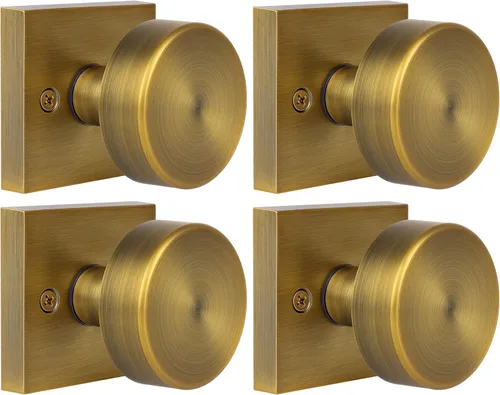 Miniatura 11 de coolnews Pomos dorados para puerta interior, pomo de puerta de privacidad con cerradura, manija de puerta cuadrada resistente moderna para Oro