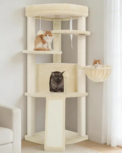 Gitelsnour Árbol esquinero para gatos de interior, torre para gatos con todos los postes rascadores de sisal, condominio para gatos de varios