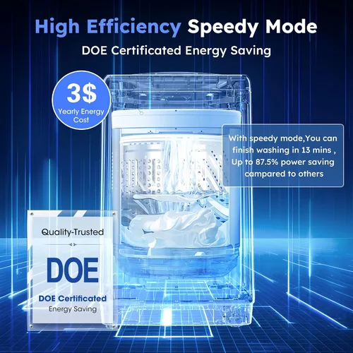 Miniatura 5 de Lavadora compacta de carga superior, lavadora completamente automática de 1.5 pies cúbicos con 10 niveles de agua y 8 programas de lavado