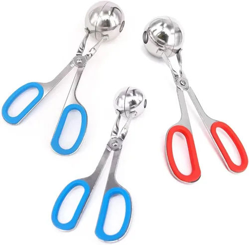 Juego de 3 pelotas de acero inoxidable para hacer bolitas de carne antiadherentes, para hacer bolitas de hielo para cake pop, cuchara de helado,