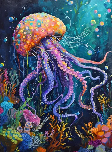 Miniatura 12 de Cross & Glory Rompecabezas de 1000 piezas para adultos Alquimia del pulpo: El Experimento de Lava Rompecabezas de arte marino oceánico