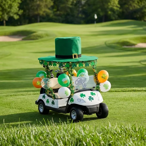Miniatura 7 de Kit de decoración de coche de desfile del día de San Patricio, decoración de flotador de carrito de golf irlandés, sombrero gigante de San Patricio