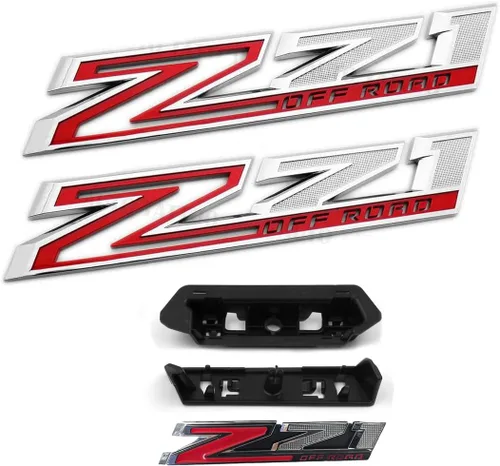 Miniatura 10 de Paquete de 3) 2019-2024 Paquete de 2 emblemas Z71 todoterreno para capó Plus rejilla Z71 todoterreno Compatible con Silverado 84632695 84384428 Todo