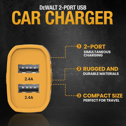 Miniatura 3 de DEWALT Adaptador de Carga de Coche USB 24W de Servicio Pesado, Adaptador de Encendedor de Cigarrillos Cargador USBA, Adaptadores de Encendedor