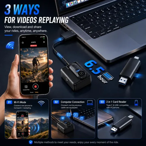 Miniatura 7 de Mini cámara corporal portátil 4K – Cámara de acción magnética tamaño pulgar de 128 GB, estabilización de 6 ejes, grabación de audio/video, POV manos