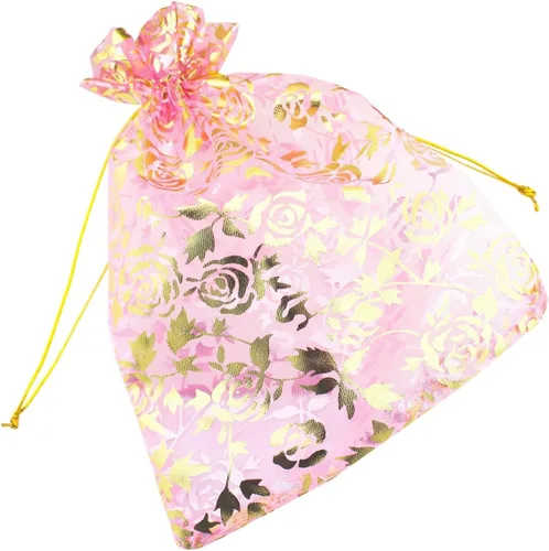 Miniatura 11 de 8 x 12 pulgadas 100 bolsas de flores de corazón con cordón de organza bolsa de regalo de joyería bolsa de dulces con cordón de regalo de boda