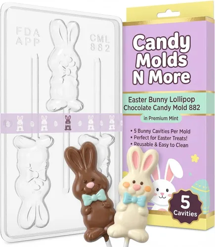 Miniatura 6 de Molde de caramelo de chocolate con piruleta de conejo de Pascua 882