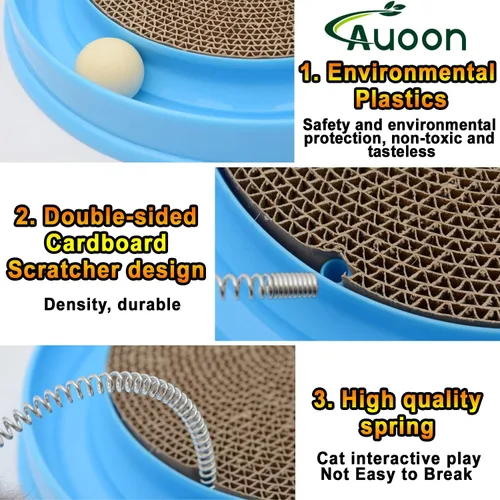 Miniatura 4 de AUOON Juguete Rascador para Gatos - Almohadilla Rascadora para Gatos con Pista de Pelota de Juguete para Gatos y Juguete de Ratón de Peluche