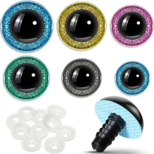 Miniatura 8 de WILLBOND 56 ojos grandes de seguridad, ojos de animales de peluche de plástico de 0.63 a 1.18 pulgadas, ojos de ganchillo artesanales para bricolaje