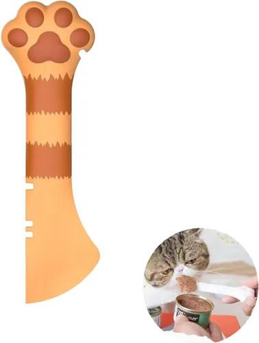 Miniatura 7 de Cuchara de comida para mascotas de silicona Sheldamy, abridor de lata de comida para gatos con pata, cuchara corta para comida húmeda o seca