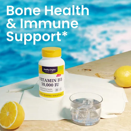 Miniatura 4 de Healthy Origins Vitamina D3 10,000 UI (250 mcg), 120 cápsulas blandas líquidas - Apoya huesos fuertes, dientes saludables y función del sistema