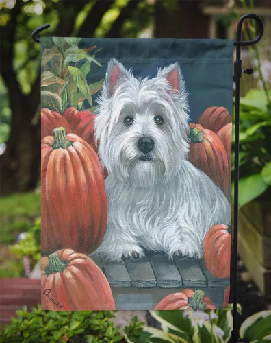 Miniatura 605 de Caroline's Treasures PPP3090GF - Bandera decorativa para jardín de bulldog inglés y otoño, para exteriores, patio, flores, tamaño de jardín