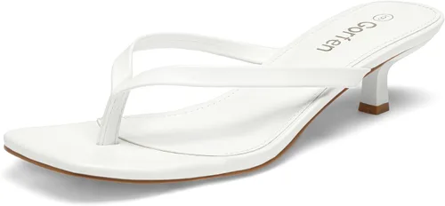 Miniatura 14 de Sandalias de tacón de gatitos para mujer, con puntera cuadrada, sin cordones, sandalias de tacón de 2 pulgadas, sandalias de fiesta, sandalias