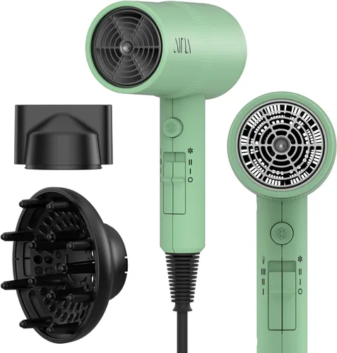 Miniatura 23 de AINA Secador de pelo con difusor, peine Secador de pelo para mujer, compacto, profesional, secado iónico Botón de disparo frío 110V/ALCI