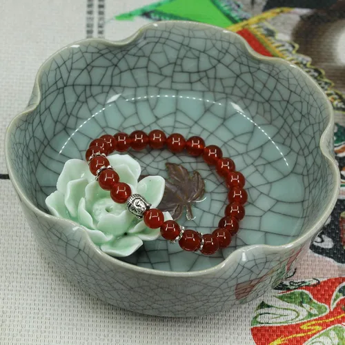 Miniatura 5 de Natural Gemstone with 925 Sterling Silver Buddha Head Gemstone 8mm Round Beads Stretch Bracelet 7 Inch