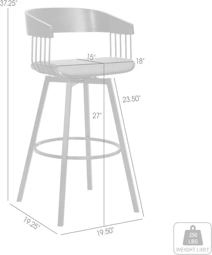 Miniatura 3 de Armen Living Athena - Taburete giratorio de madera de nogal de 27 pulgadas de altura de mediados de siglo, para encimera de isla de cocina en piel