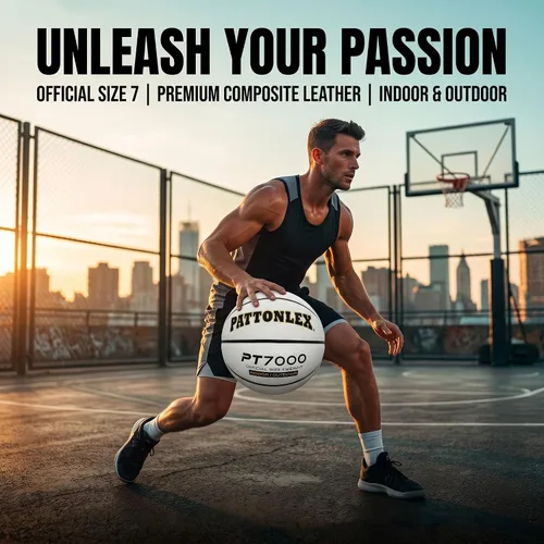 Miniatura 2 de Basketball Ball – Official Size– Composite Leather Indoor/Outdoor Basketball for Men, Women & Girls, with Pump Blanco