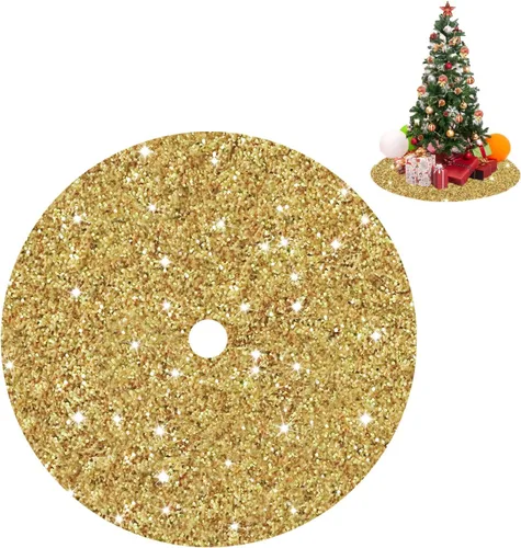 Miniatura 11 de Faldas de árbol moradas de Navidad de 21 pulgadas, faldas de árbol de lentejuelas con purpurina, decoración de tela de terciopelo, falda de árbol