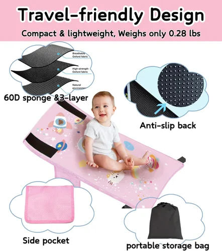 Miniatura 4 de Cama de avión para niños pequeños de 1 a 3 años, cama de viaje portátil con bolsa de transporte, extensor de asiento de avión y reposapiés