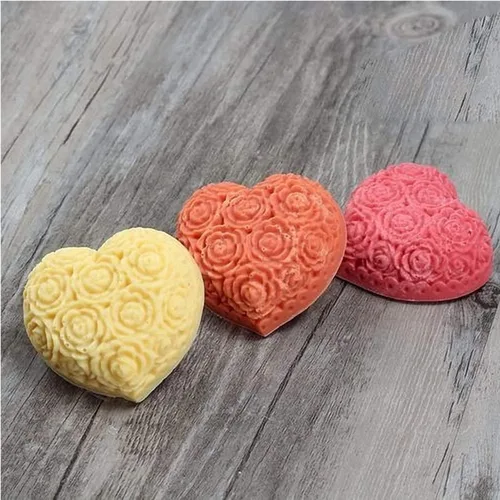Miniatura 7 de Molde de silicona para jabón de 3 cavidades con forma de corazón de rosa para decoración de pasteles, chocolate, vela, bomba de baño, barra de loción