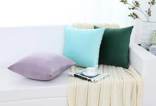 Miniatura 5 de Jeneoo Cómodas fundas de almohada de terciopelo suaves y gruesas para niños, para sofá, fundas de cojín decorativas sólidas cuadradas para Lavanda
