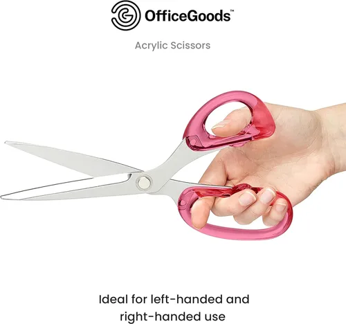 Miniatura 5 de OfficeGoods Tijeras acrílicas de acero inoxidable de 9 pulgadas para oficina y hogar, tijeras estéticas y afiladas multiusos, perfectas para coser