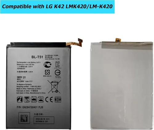 Miniatura 2 de BL-T51 - Batería de repuesto compatible con LG K42 LMK420 LM-K420 LMK420H LM-K420H LMK420E LM-K420E LMK420Y LM-K420Y con kit de herramientas