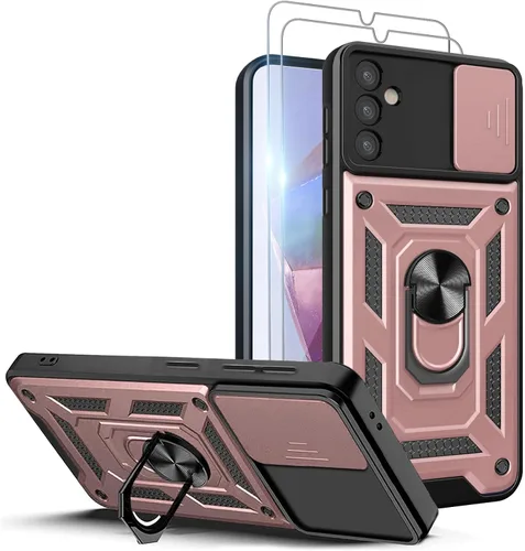Miniatura 30 de Funda para teléfono Galaxy A06 4G: con protector de pantalla de 2 piezas, cubierta deslizante para cámara y soporte multiángulo para Samsung Galaxy