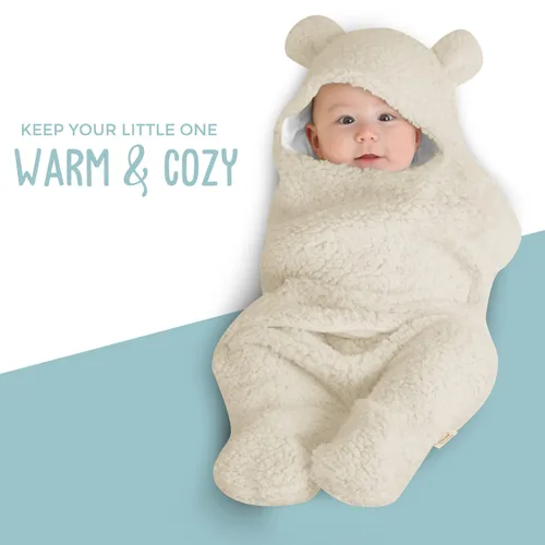 Miniatura 9 de BlueMello Manta para envolver al bebé Felpa ultrasuave esencial para bebés de 0 a 6 meses Recibir envoltorio beige Accesorios ideales
