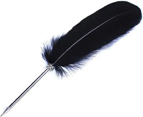 Miniatura 2 de SpyShop Bolígrafo de plumas, tinta negra, pluma vintage, pluma chapada refinada, bolígrafo para escritura escolar, regalo de boda, bolígrafo de Negro