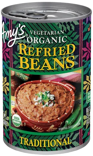 Miniatura 10 de Amy's Frijoles refritos orgánicos enlatados, frijoles tradicionales ligeros en sodio, veganos sin gluten y vegetarianos, 15.4 onzas (paquete de 12)