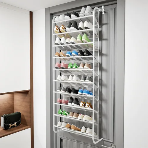 Miniatura 2 de AQQHSAIN Organizador de zapatos de pared de 10 niveles sobre la puerta, zapatero de pared, zapatero de puerta, zapatero para armario, despensa