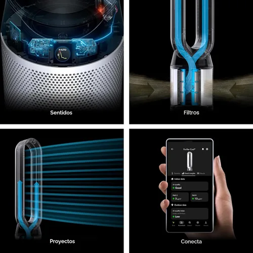 Miniatura 6 de Purificador de aire Dyson Pure Cool PC1, ventilador de torre con filtro HEPA, controlado por aplicación y control remoto, oscilación de 350°, 10