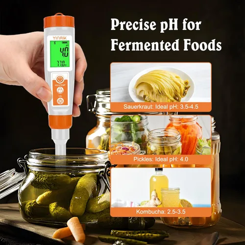 Miniatura 3 de Medidor de pH inteligente para alimentos - Probador digital de pH con todos los accesorios Medidor de pH YINMIK Lab Termómetro de pH