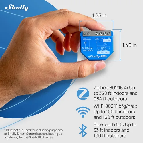 Miniatura 3 de Shelly 1 Gen4 Interruptor de relé inteligente Wi-Fi, Zigbee y Matter con contactos secos, 1 canal 16A Automatización del hogar Compatible