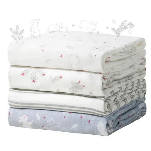 Miniatura 10 de Momcozy Mantas de muselina para bebé, suaves y sedosas de 47 x 47 pulgadas, mantas transpirables para envolver al recién nacido, para niños y niñas