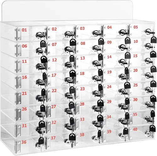 Miniatura 18 de Threan Caja de almacenamiento para teléfono celular de 12 ranuras, gabinete de almacenamiento de acrílico transparente para teléfono celular montado