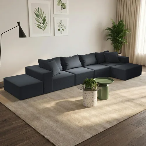 Miniatura 13 de Sofá modular en forma de L de 170 pulgadas, sofá de chenilla Cloud con 6 almohadas, sofá personalizable sin montaje para sala de estar y dormitorio