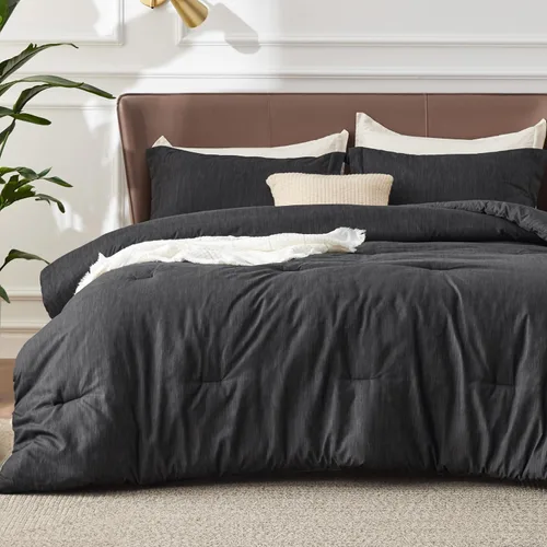 Miniatura 42 de Bedsure - Juego de edredón queen - Juego de ropa de cama refrescante y cálida, ropa de cama reversible gris claro para todas las estaciones, 3 03