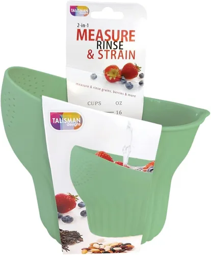Miniatura 7 de Talisman Designs Enjuague y tensión 2 en 1 Capacidad para hasta 2 tazas Colador de alimentos Cesta de lavado de frutas Colador y colador