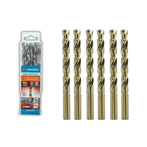 Juego de brocas de cobalto de 1/2 pulgada (6 piezas), juego de brocas de metal M35 HSS de longitud de trabajo para metal duro, acero inoxidable,
