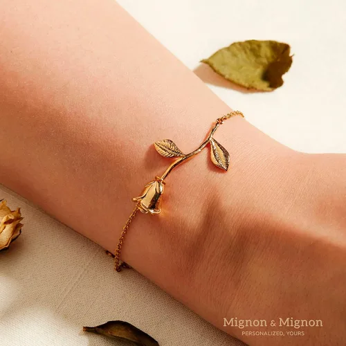 Miniatura 5 de MignonandMignon Rose Gold Rose Pendant Beauty and the Beast Jewelry Bracelet Bridesmaid Flower Girl Gift - 3MRBR (Rose Gold)