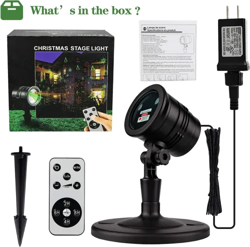 Miniatura 10 de Luces Proyector de Navidad para Exteriores Luces Láser Navideñas para Exteriores Foco de Paisaje Ducha de Estrellas Rojas y Verdes con Accesibilidad