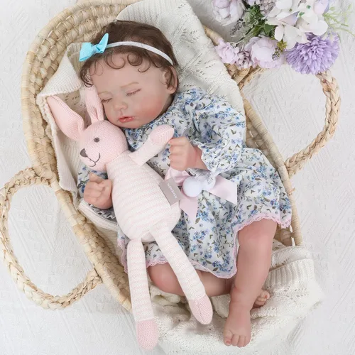 Miniatura 2 de KSBD Muñecas realistas de bebé recién nacido, niña de 20 pulgadas durmiendo recién nacida con cuerpo suave y pesado, regalo de Navidad y cumpleaños