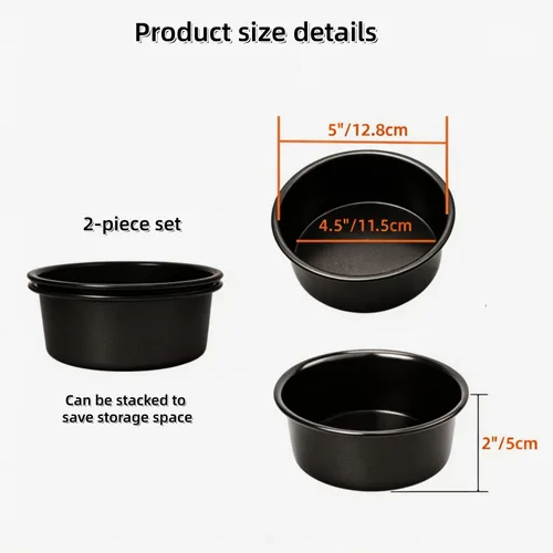Miniatura 3 de Juego de 2 moldes para pasteles de 5 pulgadas, diseño sin costuras de aluminio antiadherente a prueba de fugas Seamless one-piece prevents;premium